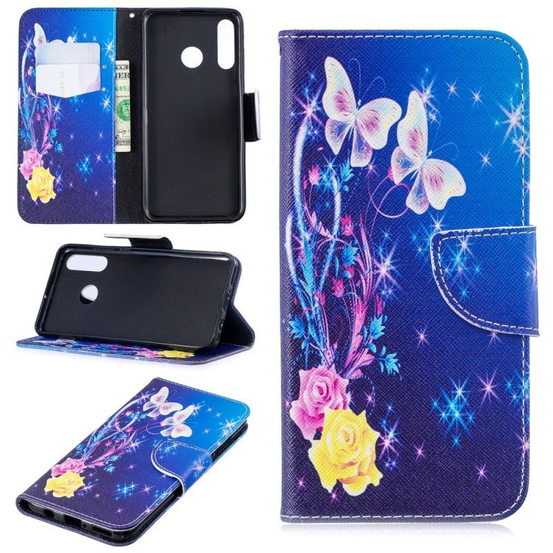 Fodral för Huawei P30 Lite Magenta Fjärilar På Natten
