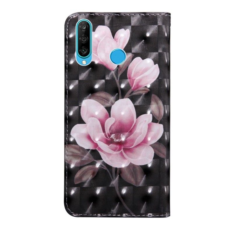 Läderfodral Huawei P30 Lite Mobilskal Blommor Blommar