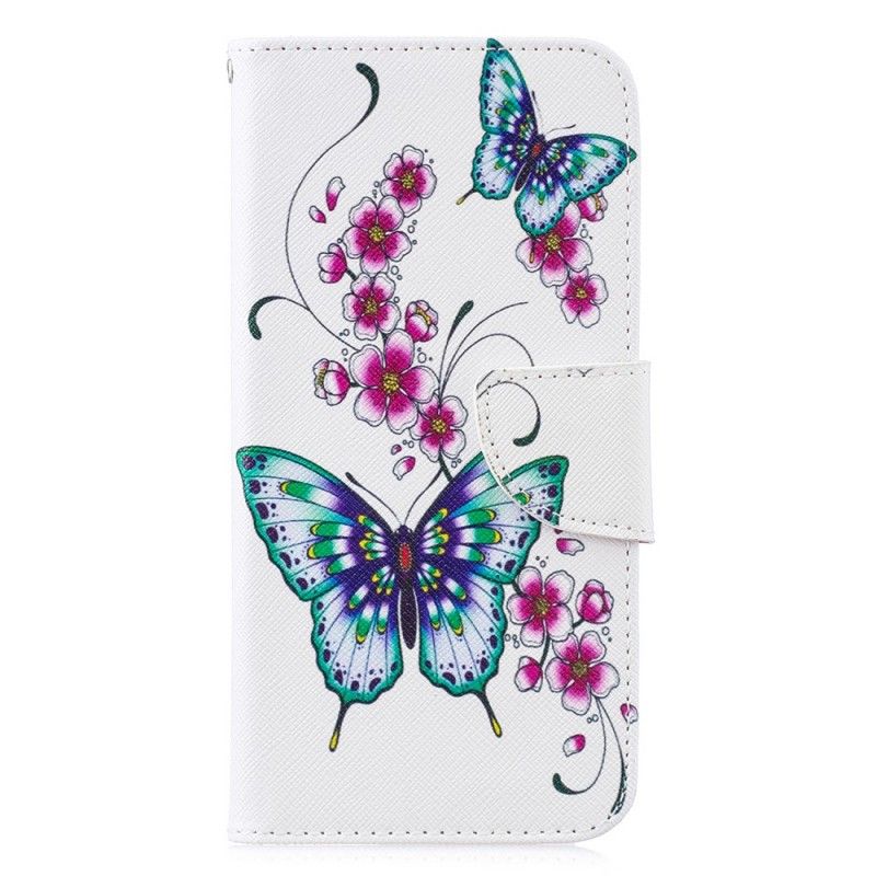 Läderfodral Huawei P30 Lite Mobilskal Underbara Fjärilar