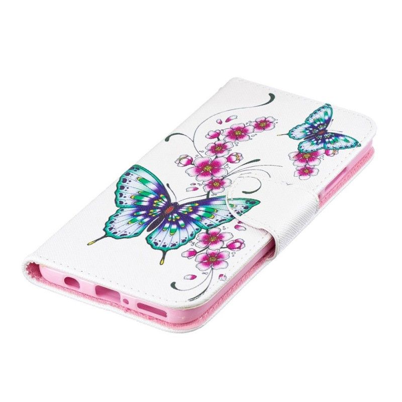Läderfodral Huawei P30 Lite Mobilskal Underbara Fjärilar