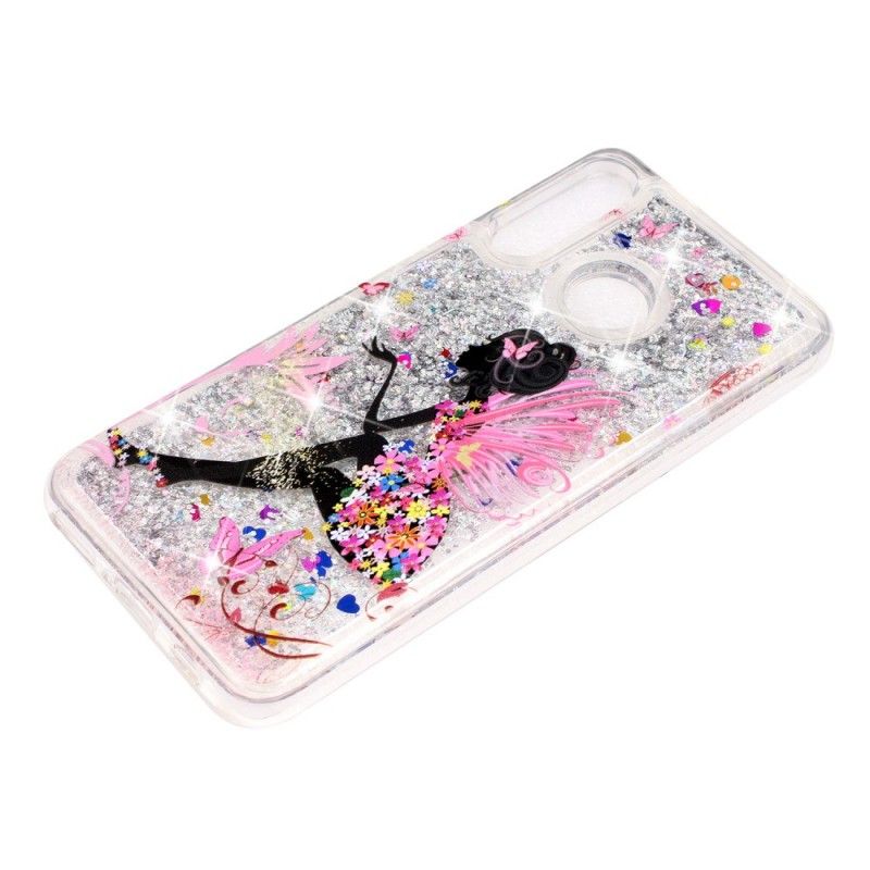 Skal för Huawei P30 Lite Transparent Blomma Älva Glitter