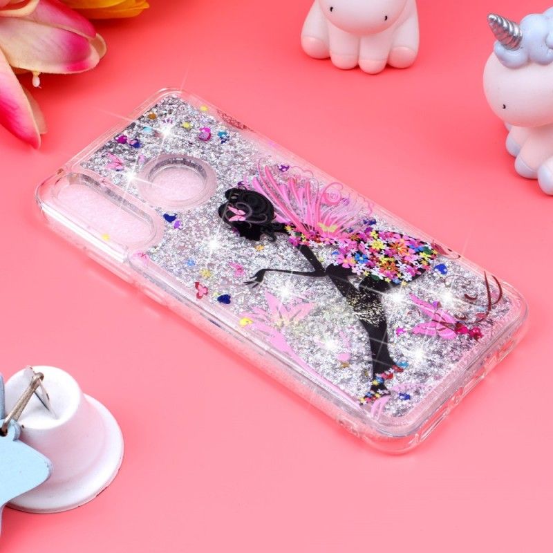 Skal för Huawei P30 Lite Transparent Blomma Älva Glitter