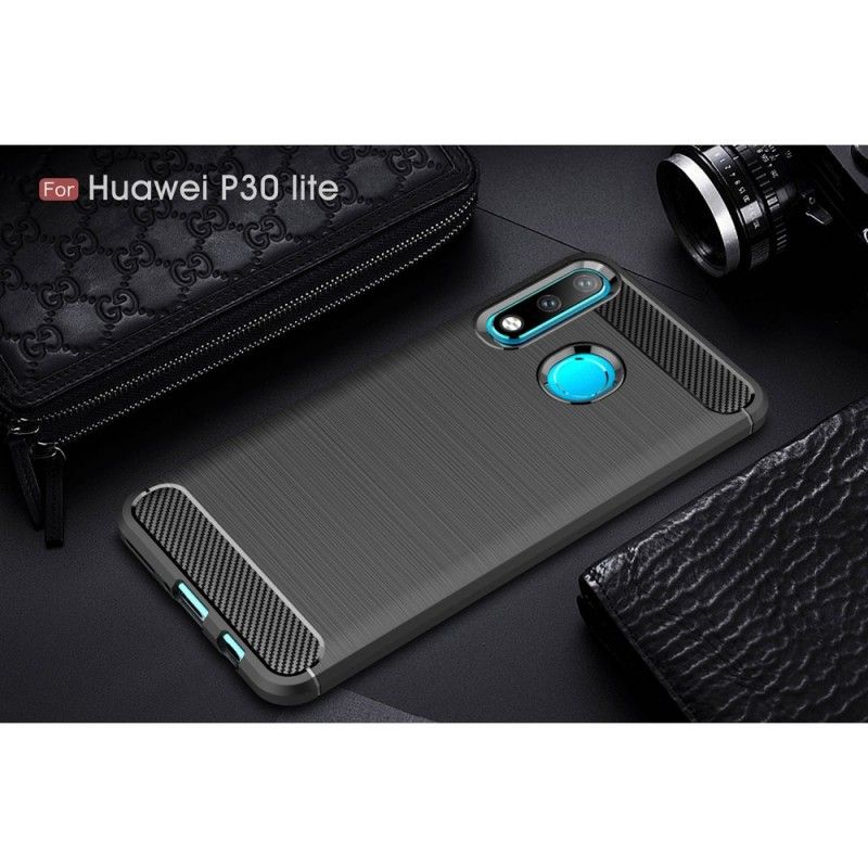 Skal Huawei P30 Lite Svart Mobilskal Borstad Kolfiber