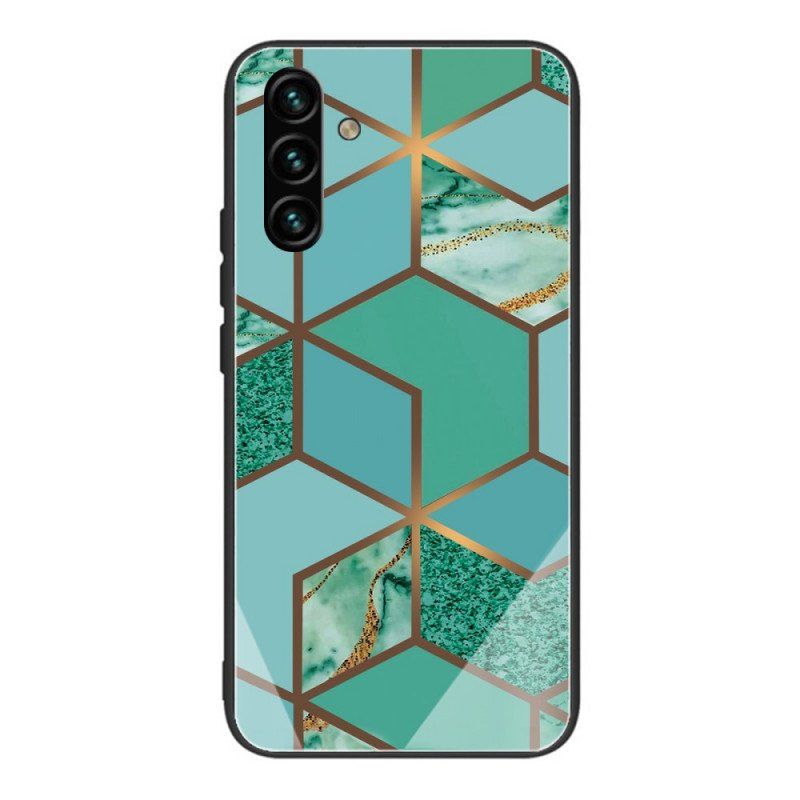 Skal Samsung Galaxy A13 5G / A04s Geometri Marmor Härdat Glas