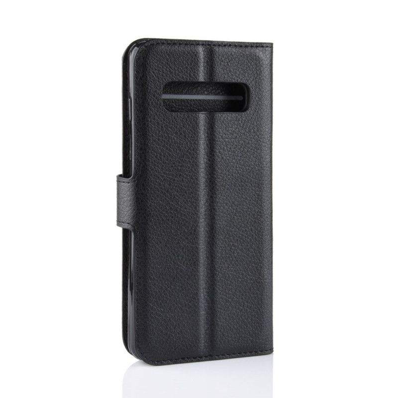 Fodral Samsung Galaxy S10 5G Svart Klassiskt Lächimitationsläder