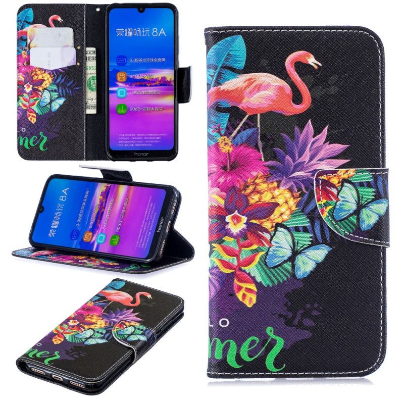 Läderfodral Honor 8A Mobilskal Sommarflamingo
