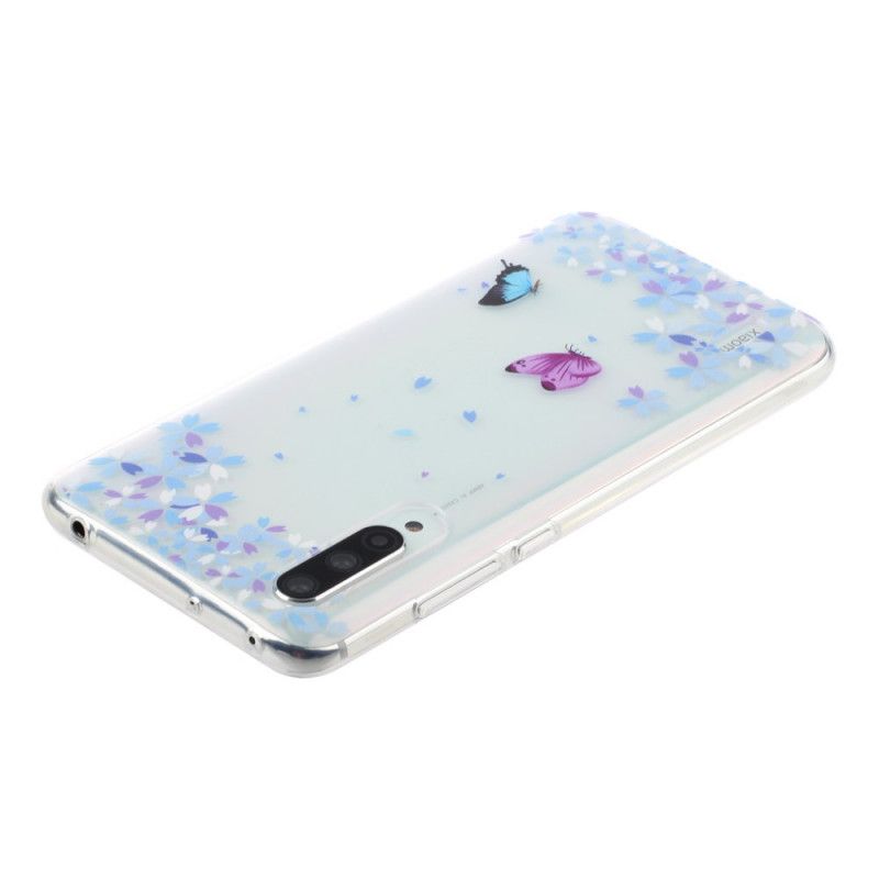 Skal för Xiaomi Mi A3 Genomskinliga Fjärilar Och Blommor