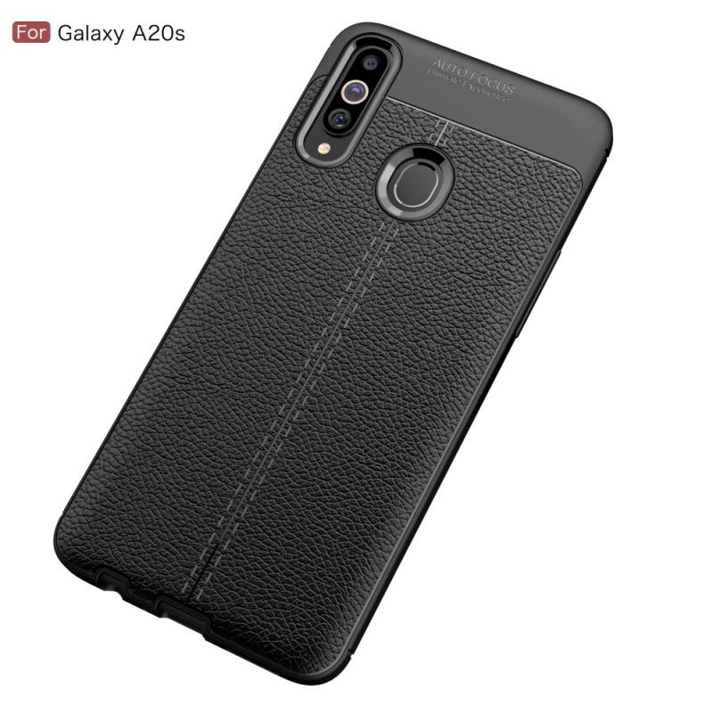 Skal för Samsung Galaxy A20s Svart Dubbel Linjelychélädereffekt