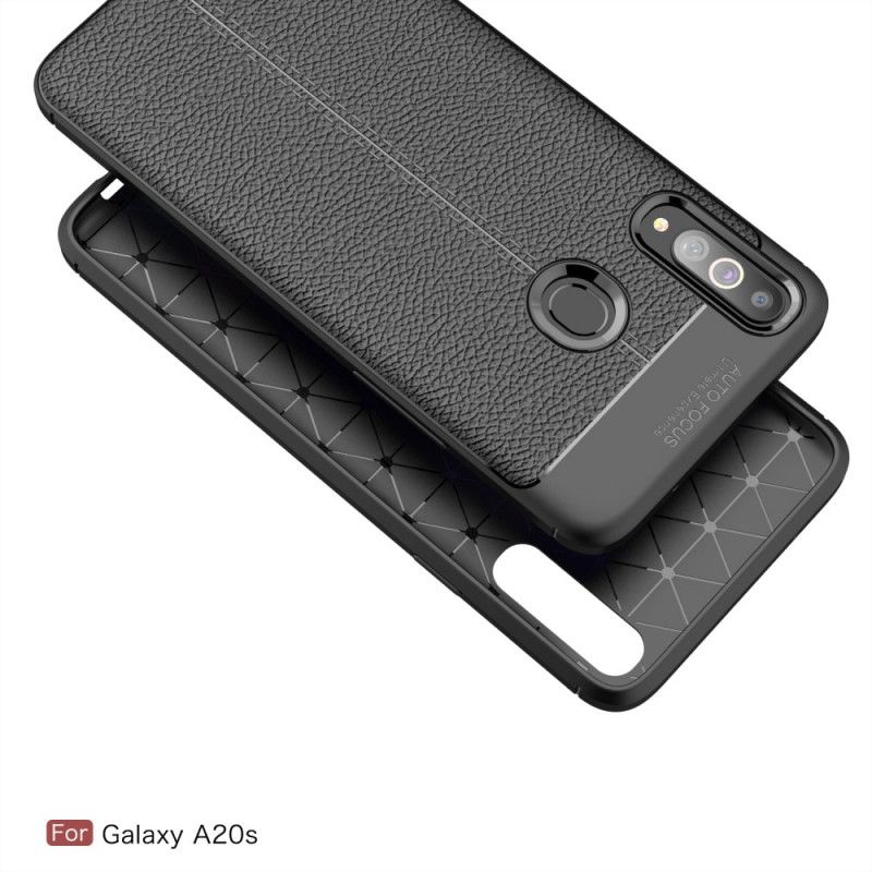 Skal för Samsung Galaxy A20s Svart Dubbel Linjelychélädereffekt