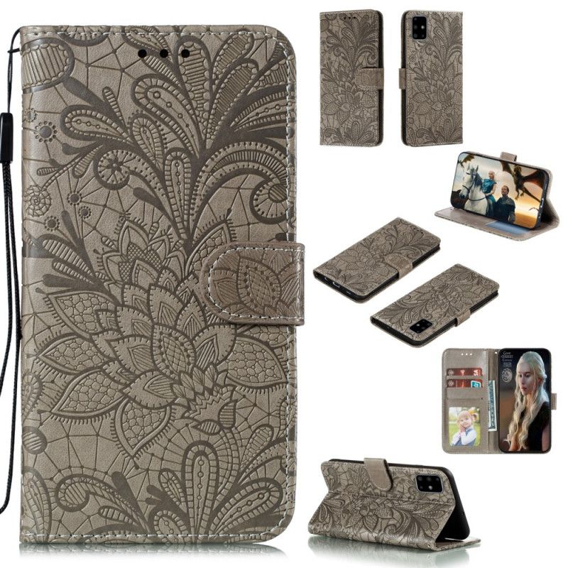 Fodral för Samsung Galaxy A51 Grå Tribal Thong Blommor