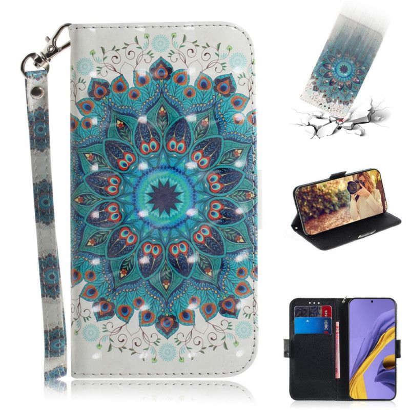 Läderfodral Samsung Galaxy A51 Mobilskal Mästerlig Mandala Med Rem