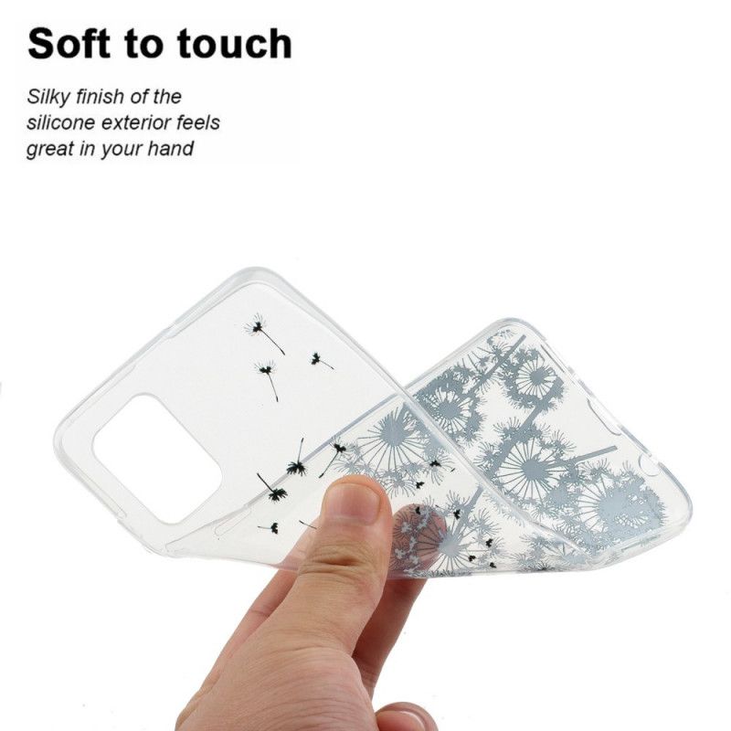 Skal för Samsung Galaxy A51 Genomskinliga Svarta Maskrosor