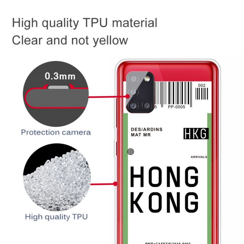 Skal för Samsung Galaxy A51 Ombordstigningskort Till Hongkong