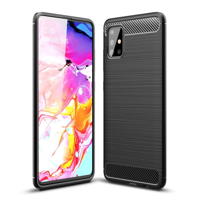 Skal för Samsung Galaxy A51 Svart Borstad Kolfiber