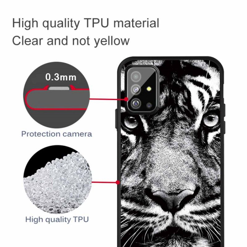 Skal Samsung Galaxy A51 Mobilskal Svartvit Tiger