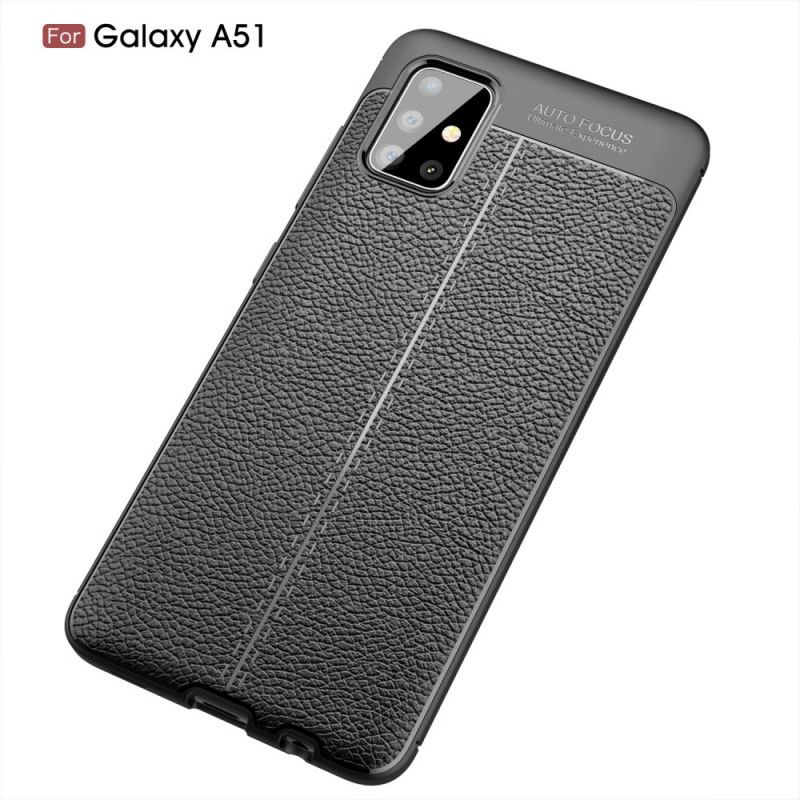 Skal Samsung Galaxy A51 Svart Mobilskal Dubbelt Linjé Lädereffekt