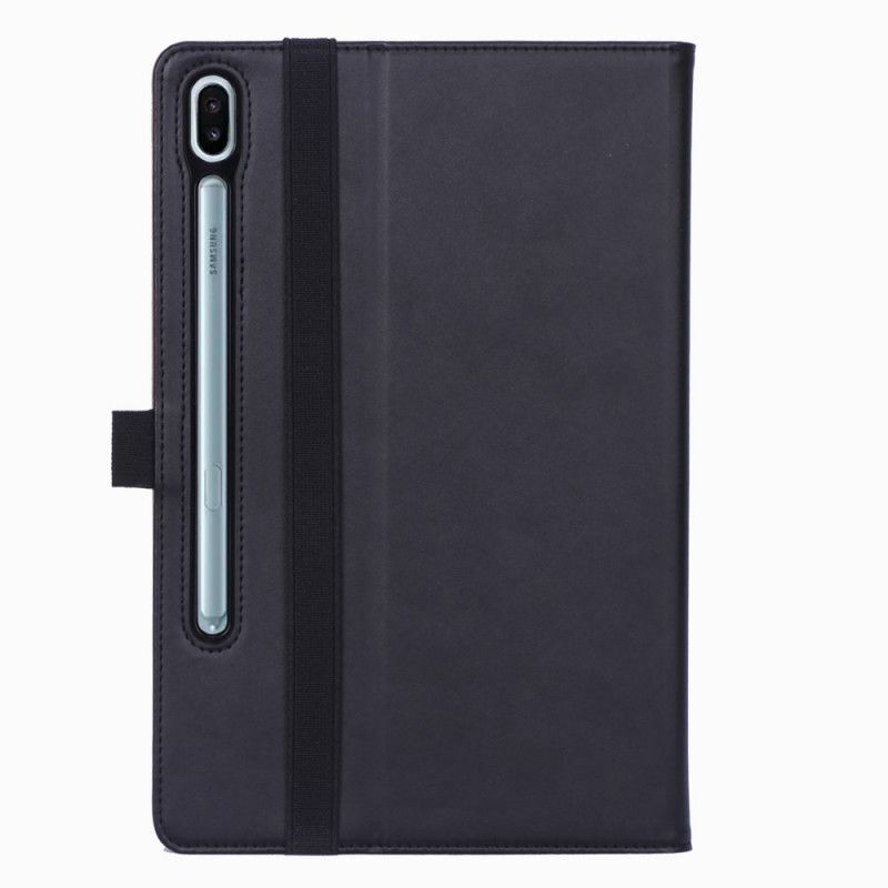 Fodral Samsung Galaxy Tab S6 Svart Läderstil Med Rem