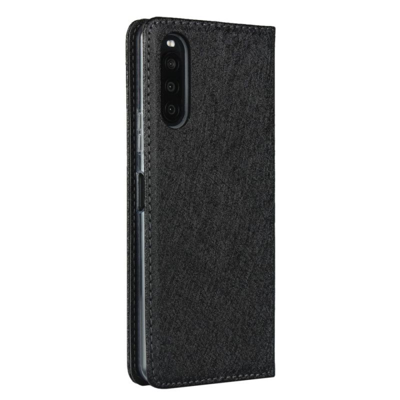 Folio-fodral Sony Xperia 10 II Svart Mjukt Läderstil Med Rem