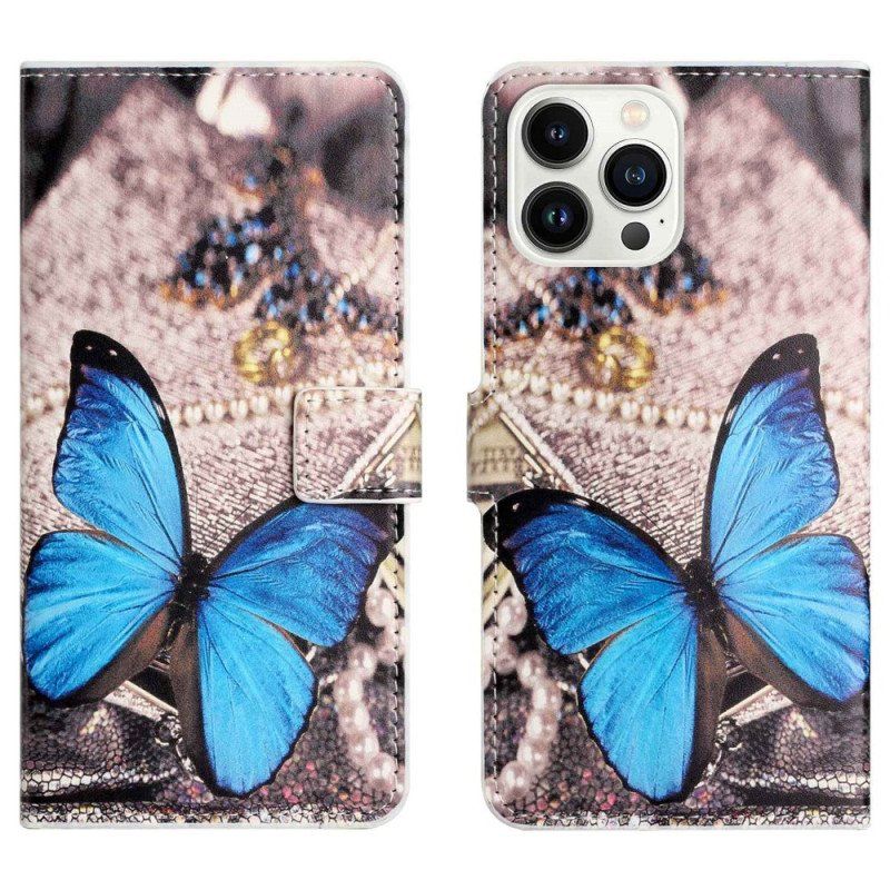 Fodral iPhone 14 Pro Blå Fjäril