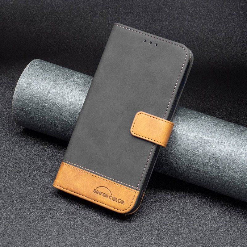 Fodral Oppo Find X5 Tvåfärgat Konstläder Binfen-färg