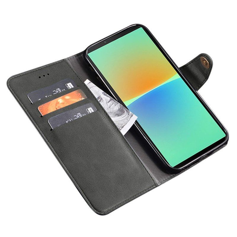 Fodral Sony Xperia 10 IV Läderstil Med Nitar Idewei