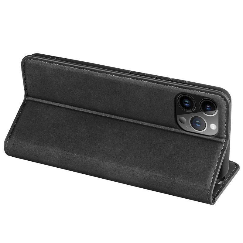 Folio-fodral iPhone 15 Pro Läderfodral Klassisk
