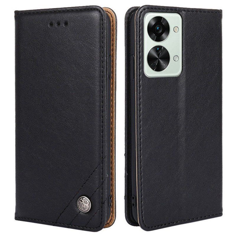 Folio-fodral OnePlus Nord 2T 5G Läderfodral Imiterat Läder Med Dekorativ Nit