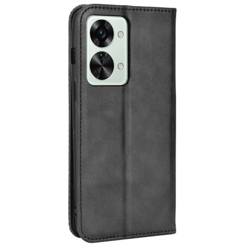 Folio-fodral OnePlus Nord 2T 5G Läderfodral Stiliserad Läderstil