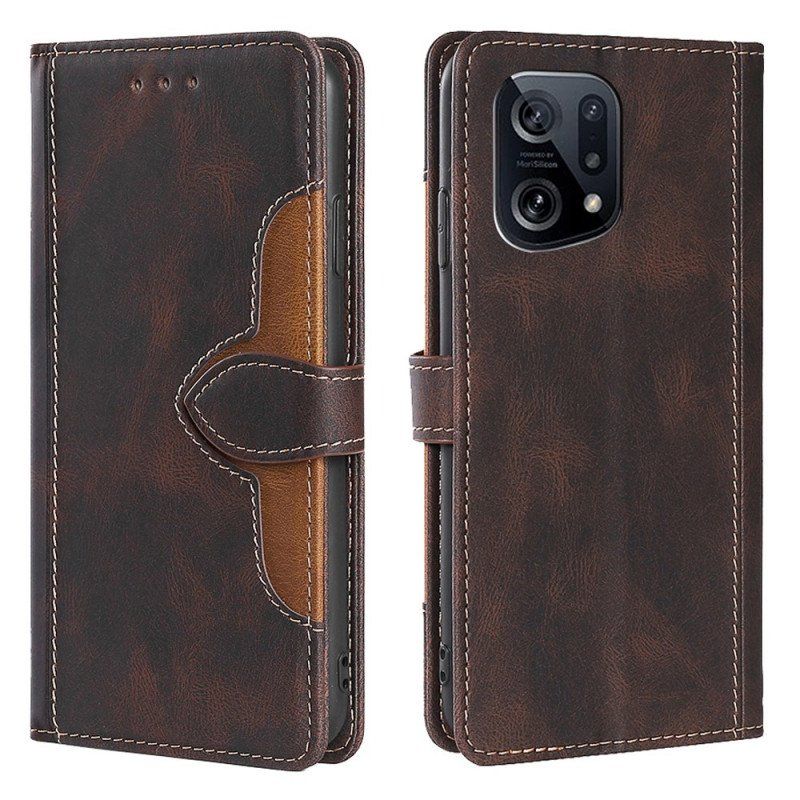Folio-fodral Oppo Find X5 Faux Läder Bicolor Snygg