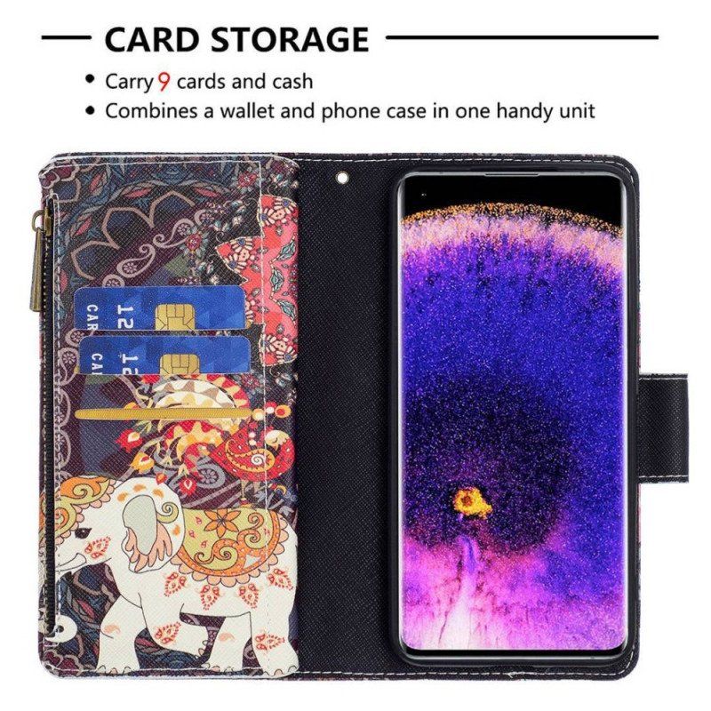 Folio-fodral Oppo Find X5 Lite Elephant Zip-ficka