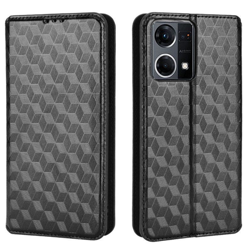 Folio-fodral Oppo Reno 7 Läderfodral 3d Cube Lädereffekt