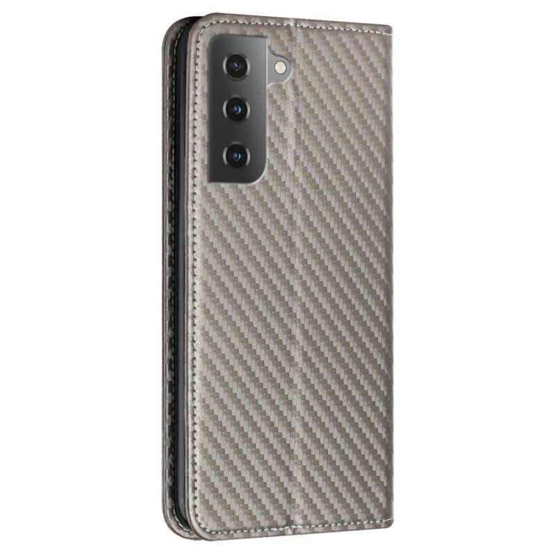 Folio-fodral Samsung Galaxy S23 5G Med Kedjar Läderfodral Strappy Carbon Fiber Style