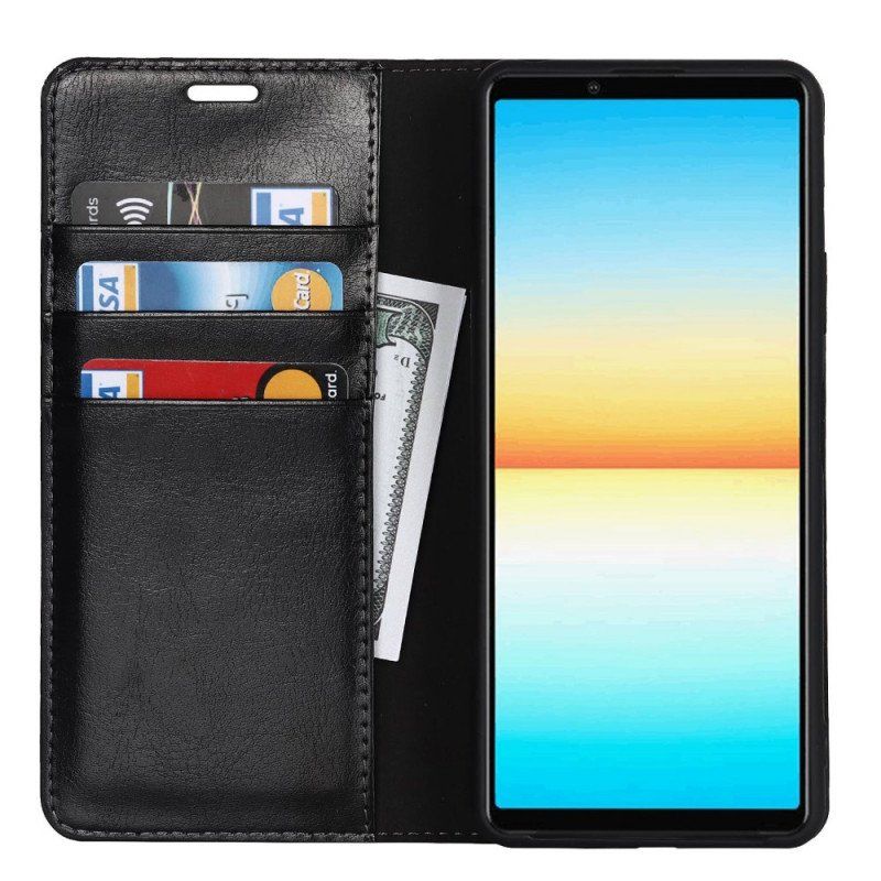 Folio-fodral Sony Xperia 10 IV Läderfodral Äkta Läder