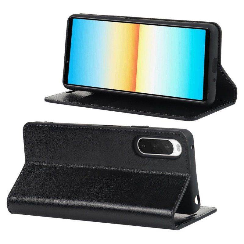Folio-fodral Sony Xperia 10 IV Läderfodral Äkta Läder