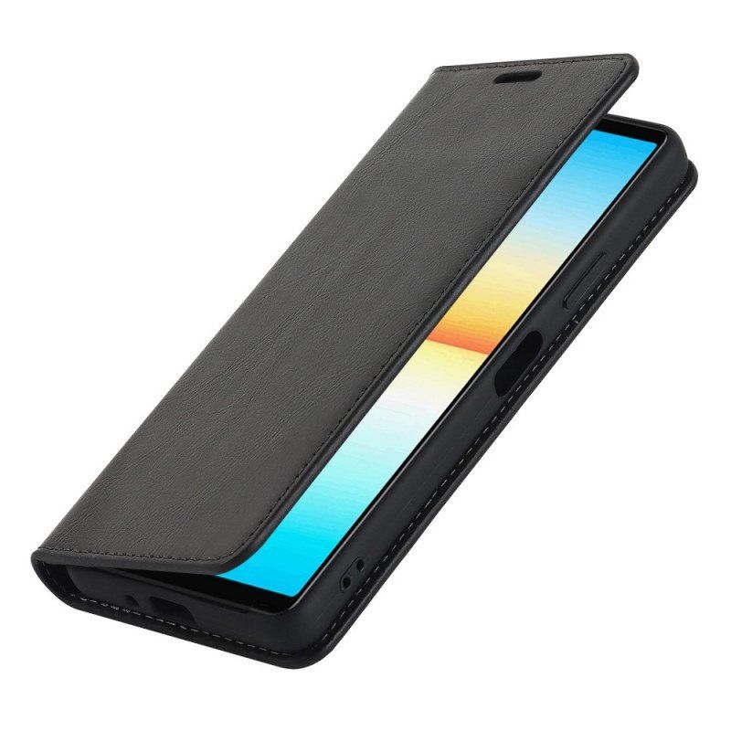 Folio-fodral Sony Xperia 10 IV Läderfodral Äkta Läder