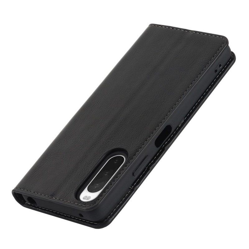 Folio-fodral Sony Xperia 10 IV Läderfodral Äkta Läder