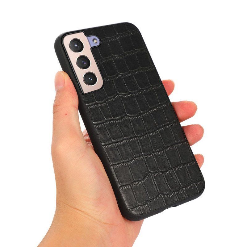 Mobilskal Samsung Galaxy S22 5G Äkta Crocodile Texture Läder