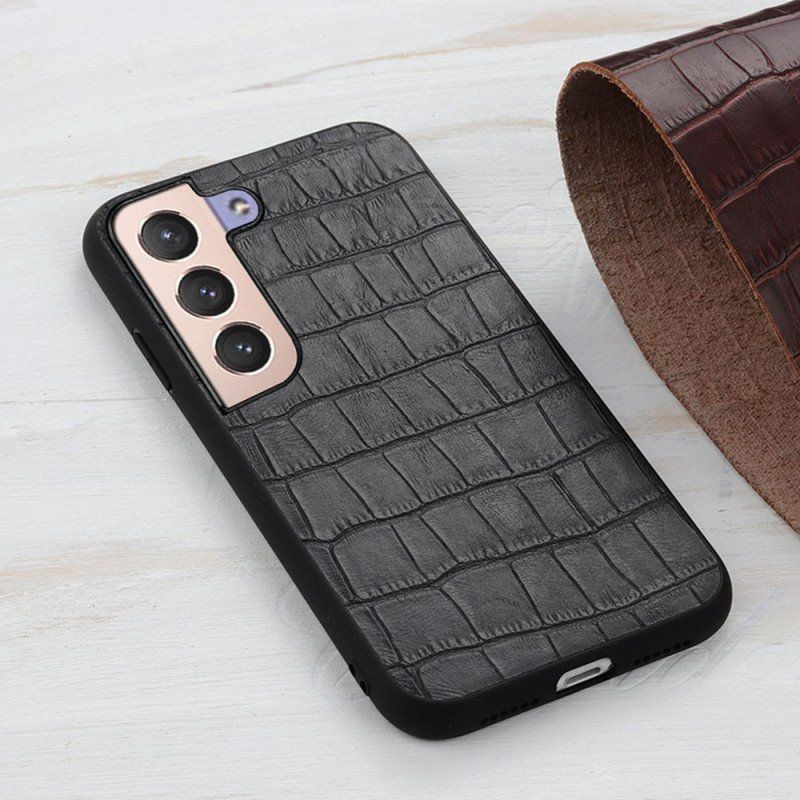 Mobilskal Samsung Galaxy S22 5G Äkta Crocodile Texture Läder