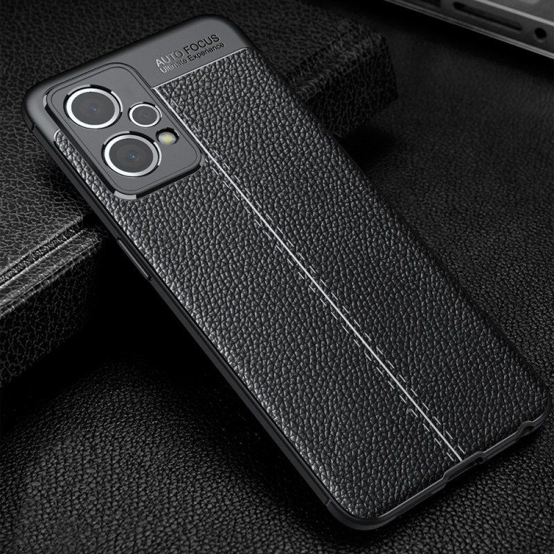 Skal Realme 9 Pro Plus Dubbel Linje Litchi Läder Effekt